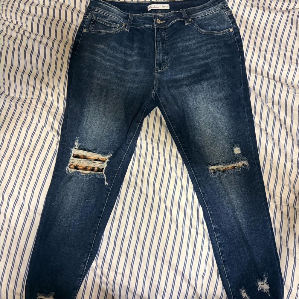 Kancan Maurices Dark Blue Distressed Skinny Jeans